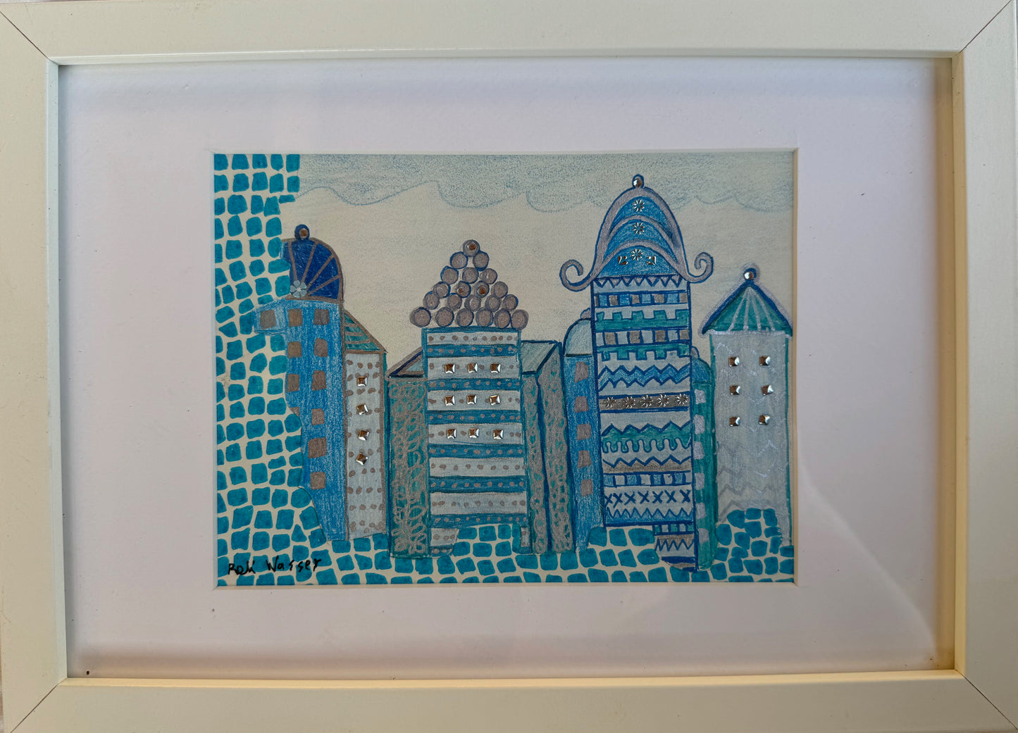 Jerusalem in light blue - painting