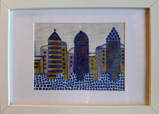 Jerusalem in blue & gold - painting