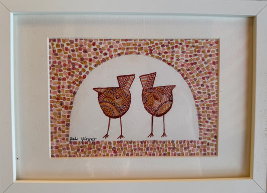 Birds and arch in brown - painting