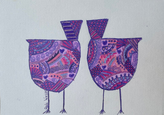 Birds purple & pink - painting