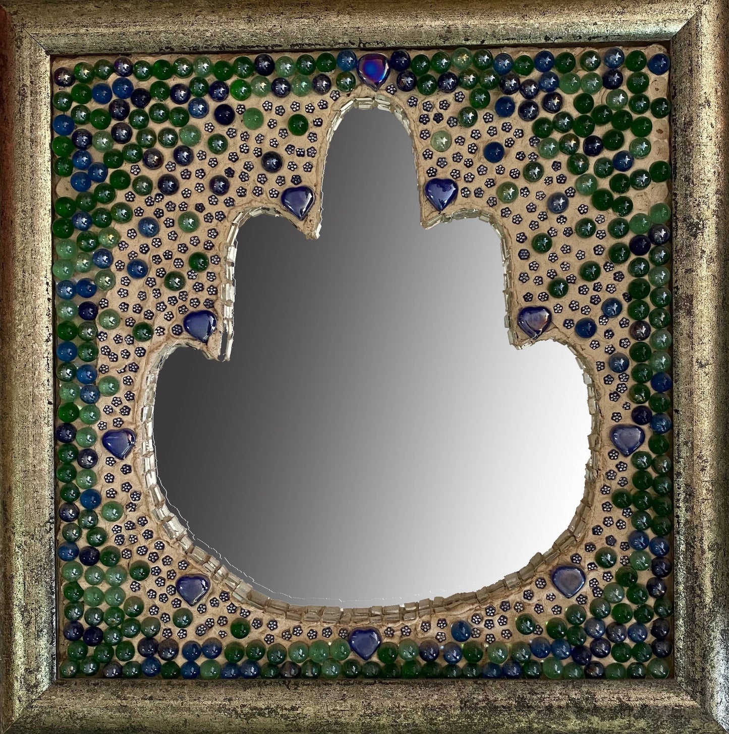 Hamsa mirror in blue & green