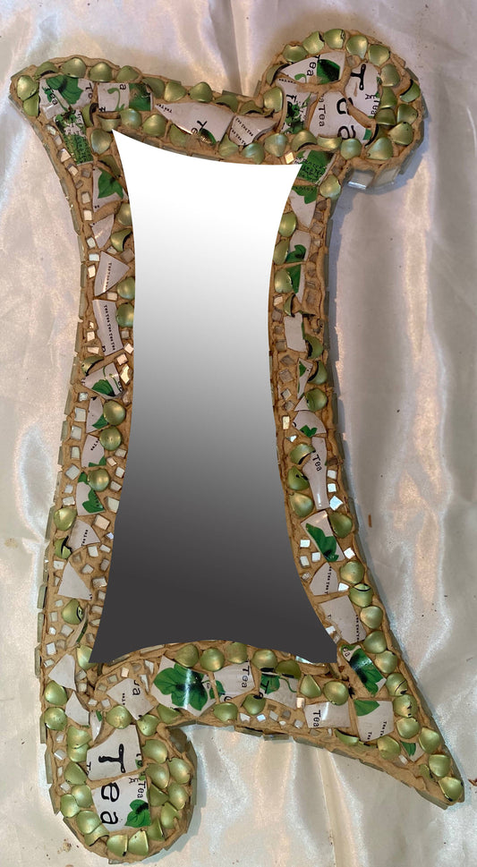 Small mirror in green & white