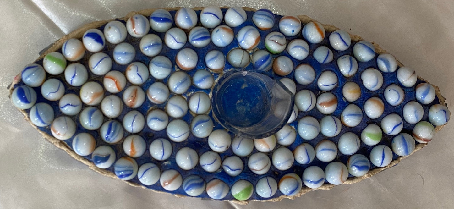 Candle tray in blue & white