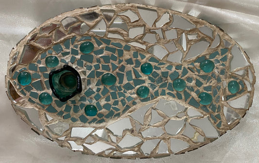 Candle tray in turquoise